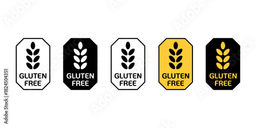 Collection of gluten free symbol badges for food packaging