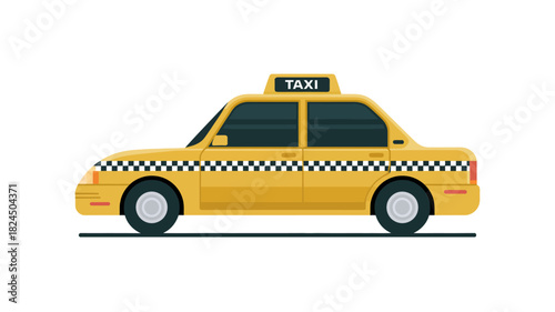 Yellow taxi cab flat design vector illustration for urban transport