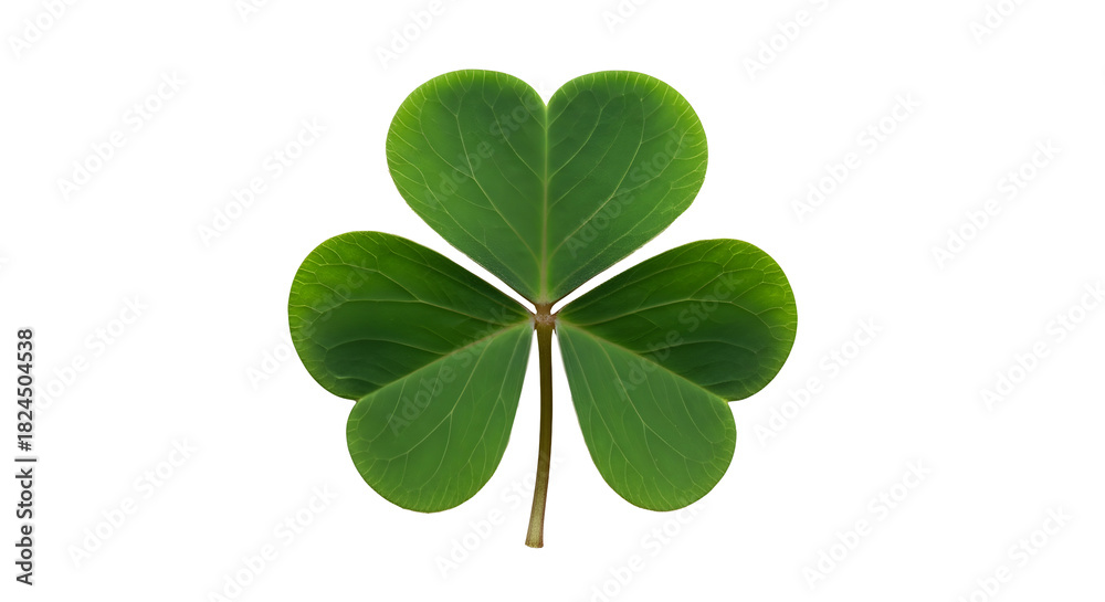 Obraz premium Single green shamrock leaf representing irish luck