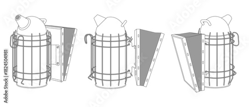 A beekeeper's smoker illustration in a minimalist style, isolated on a white background. This vector graphic is perfect for coloring and educational purposes.