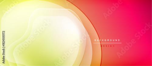 Abstract gradients blend yellow, orange, red. Overlapping shapes create dynamic visual flow. Modern design element for backgrounds.