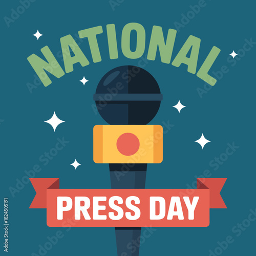 National press day journalism celebration microphone vector art