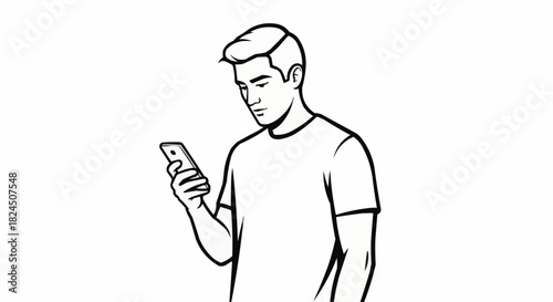 Man intently focused on his smartphone, reading and concentrating on the screen.