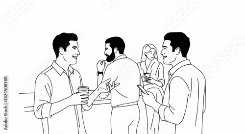 Group of people in casual attire socializing and laughing together.