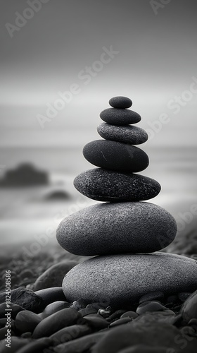 stack of zen stones on beach