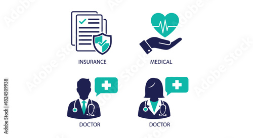Vector illustration of insurance and medical services concept isolated on