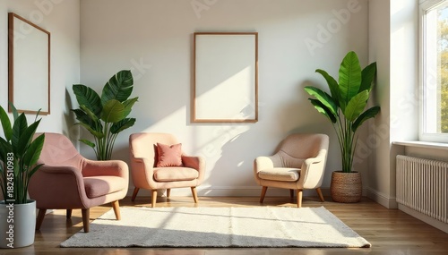 A serene and inviting therapy office, featuring calming decor and natural light, suggesting a peaceful and supportive environment for healing and well-being , meditation, interior