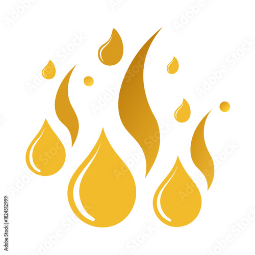 flowing gold droplets and splatters on pristine surface