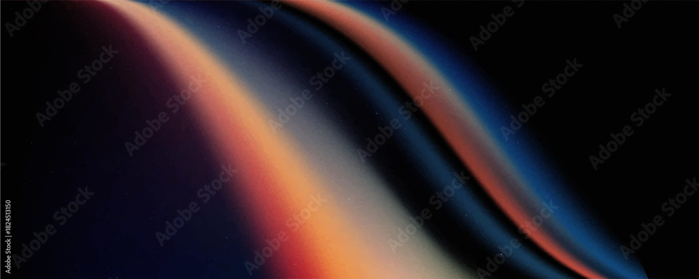 Naklejka premium Dark blue orange red grainy texture background abstract vibrant color wave shape black backdrop noisy wide banner header design