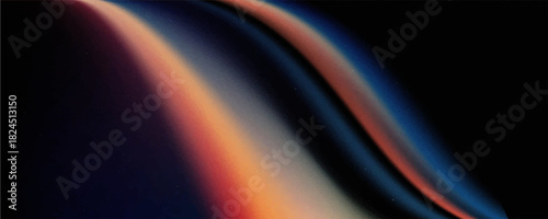 Dark blue orange red grainy texture background abstract vibrant color wave shape black backdrop noisy wide banner header design