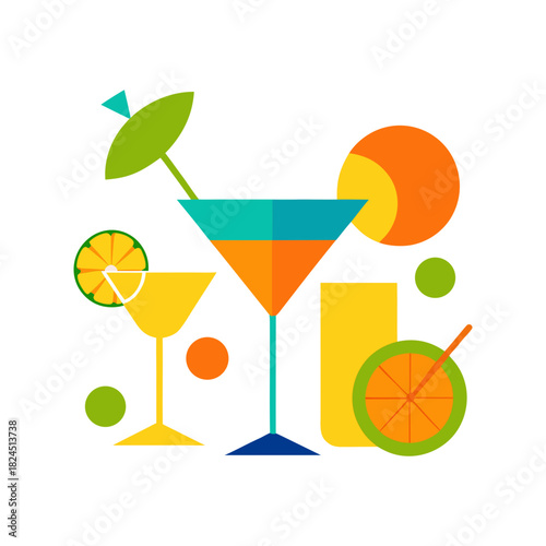 cocktail with lemon and lime