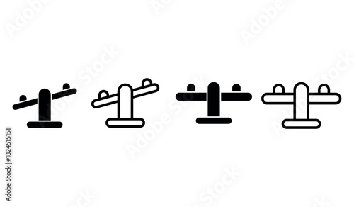 Minimalist line and fill  Style Seesaw icon.playground. Vector illustration. 