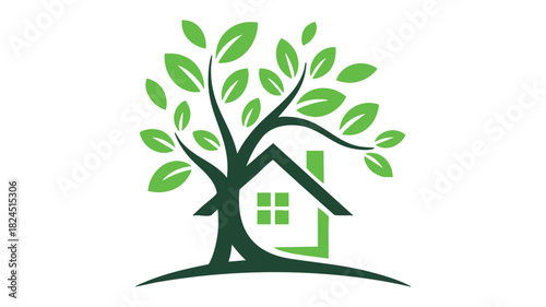 Eco-friendly home tree green logo