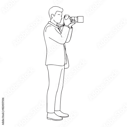 Intuitive Photographer Line Art – Photographer Vector Artwork with Defined Visual Precision – Photographer Drawing – Vector of Photographer – Photographer Sketch