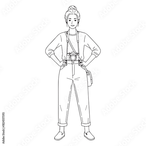 Visionary Photographer Line Art – Photographer Vector Drawing with Smooth Detailed Outline – Photographer Drawing – Vector of Photographer – Photographer Sketch