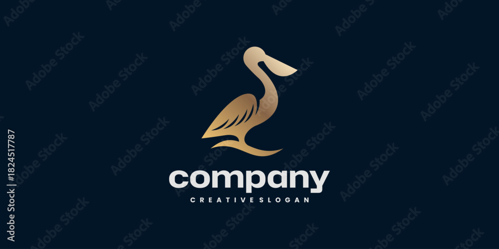 Fototapeta premium Simple Pelican Icon Logo Silhouette Symbol template Illustration