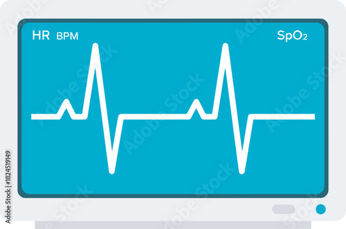 A medical monitor displaying a heart rate and oxygen saturation reading.