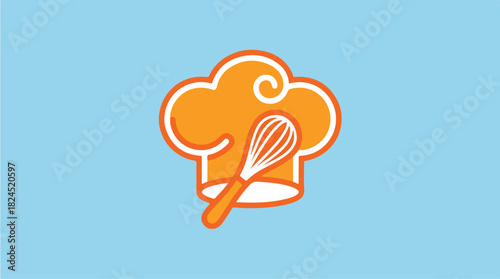 Chefs Hat and Whisk Icon for Culinary Arts.