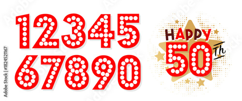 Happy 50th and numbers for anniversary celebration	