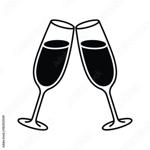 Two champagne glasses toasting celebration silhouette