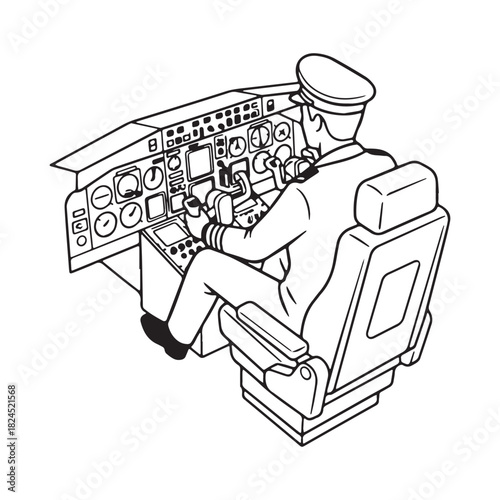 Distinguished Pilot Line Art – Pilot Vector Artwork with Defined Aviation Character – Pilot Drawing – Vector of Pilot – Pilot Sketch