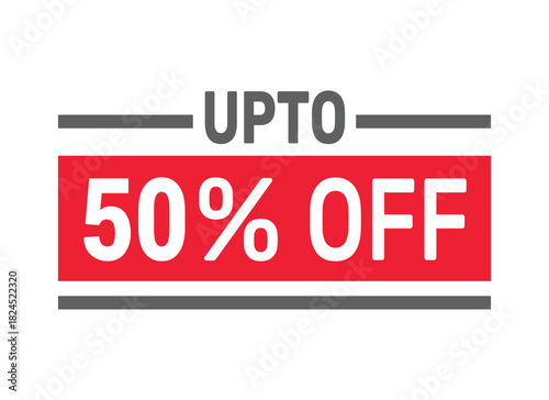 Up to 50% Off sale offer text design icon vector illustration