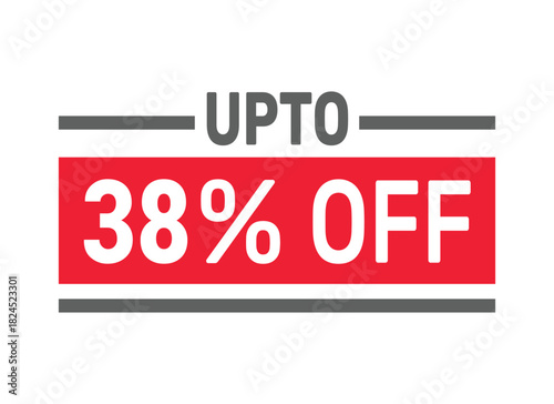 Up to 38% Off sale offer text design icon vector illustration