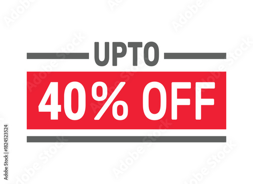 Up to 40% Off sale offer text design icon vector illustration