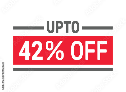 Up to 42% Off sale offer text design icon vector illustration
