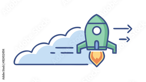 Icon of a rocket launching representing startup growth and fast business expansion