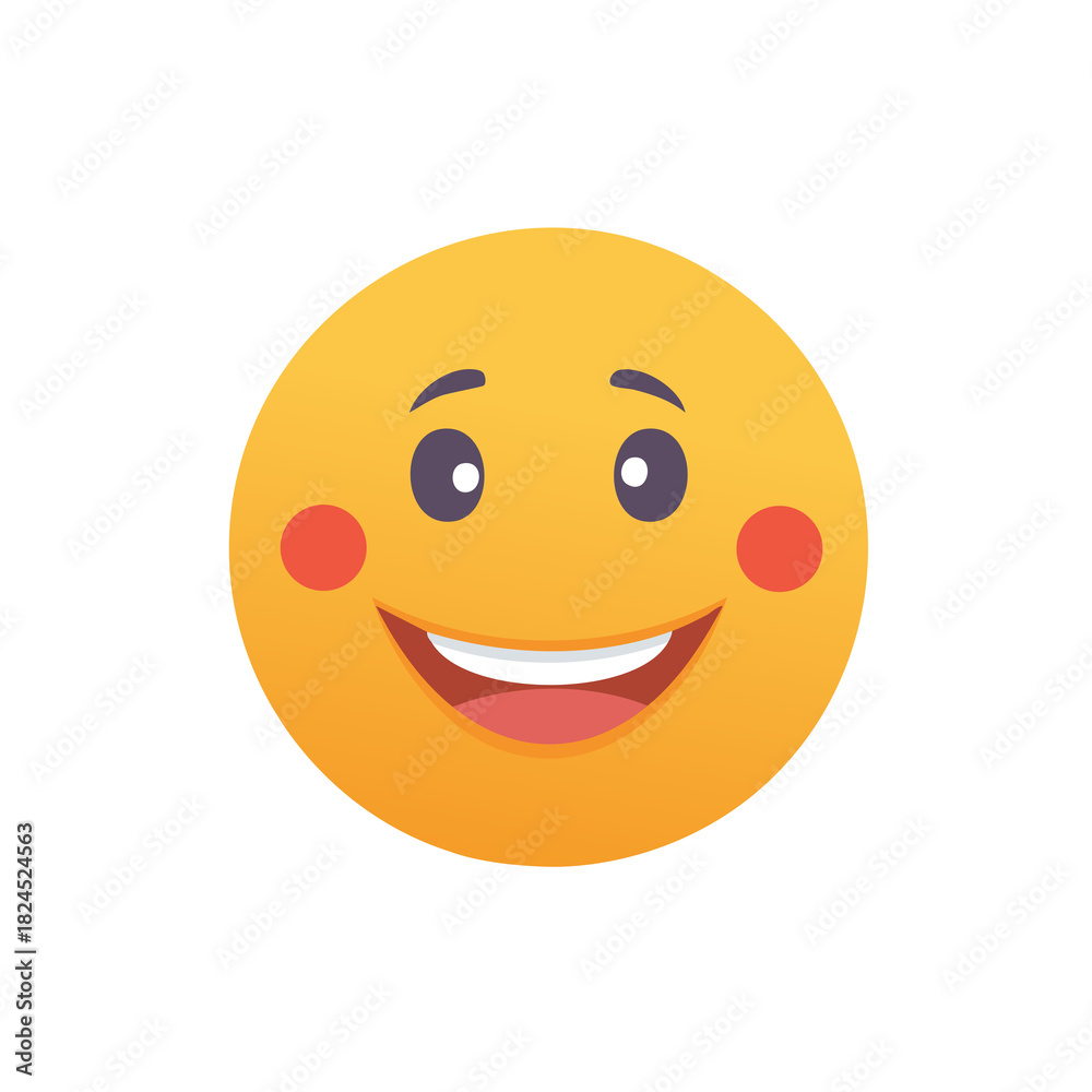 Fototapeta premium Smiling Face Emoji with Blushing Cheeks