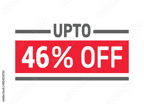 Up to 46% Off sale offer text design icon vector illustration