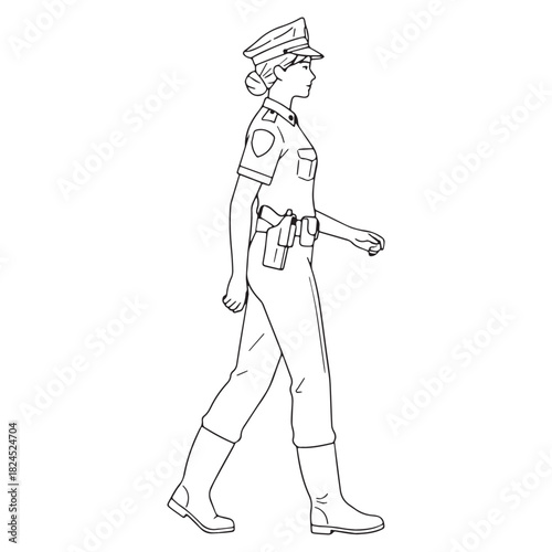 Professional Police Line Art – Police Vector Illustration with Structured Law Enforcement Form – Police Drawing – Line Art Drawing of Police – Police Icon