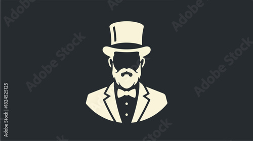 Elegant Gentleman with Top Hat and Beard Icon.