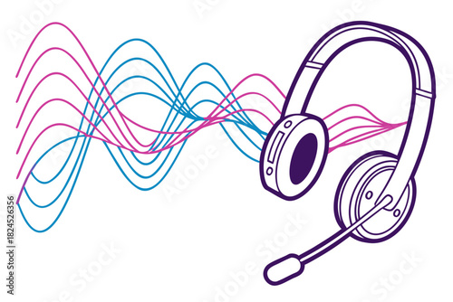 Headset and sound wave illustration