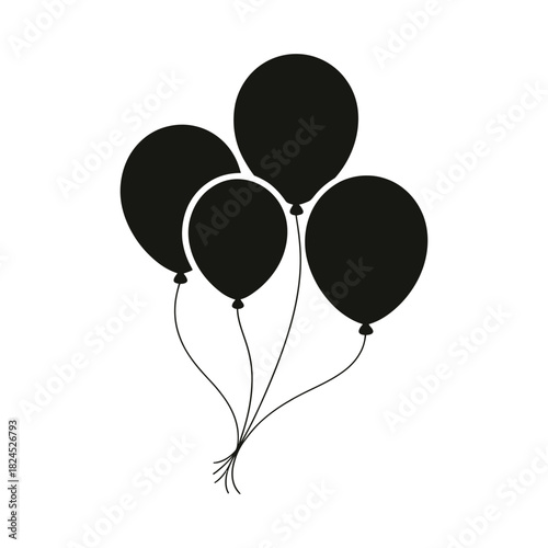 Bunch of balloons floating in the air silhouette
