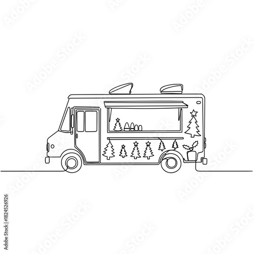 Festive food truck serving holiday specials during winter season  