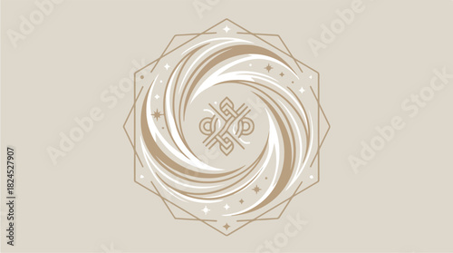 Elegant Abstract Swirl Design with Geometric Elements.