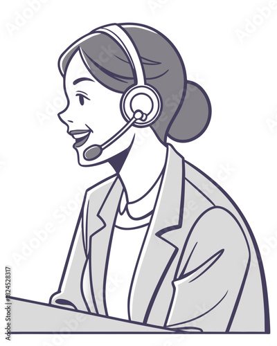 Smiling support specialist with headset, customer care concept