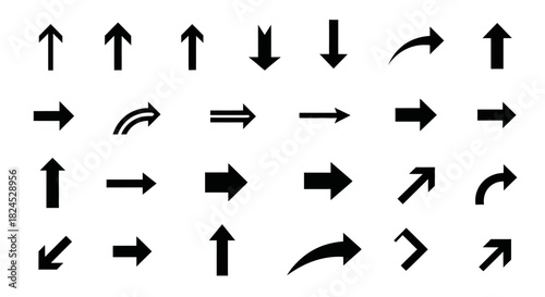 A collection of various arrow icons in different directions and styles, including straight, curved, and double-headed arrows.