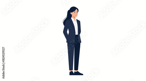 Professional Businesswoman Standing Confidently in a Suit.