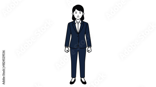 Professional Woman in Business Suit Standing Confidently.