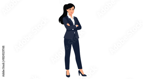 Confident Businesswoman Standing with Arms Crossed.