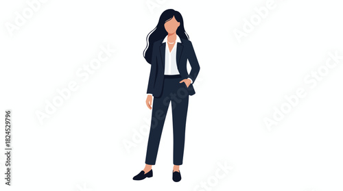 Professional Businesswoman Standing Confidently in a Suit.