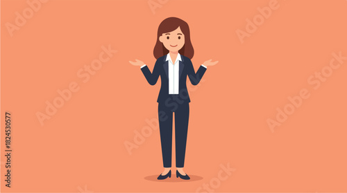 Businesswoman Shrugging Shoulders in Professional Attire.