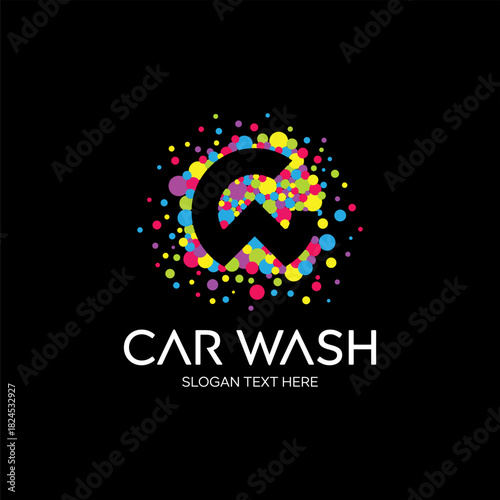 initial CW carwash idea logo design
