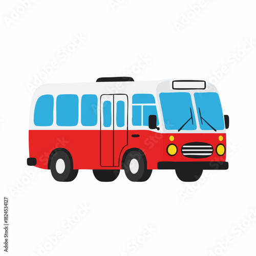 Classic red and white public transport bus illustration.