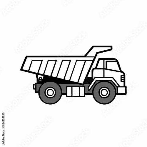 Simple illustration of a heavy duty dump truck vehicle.
