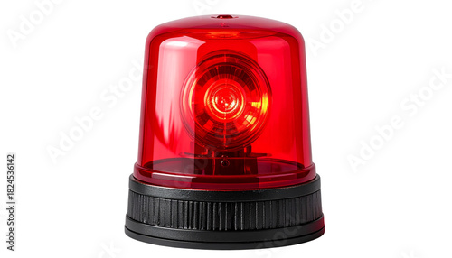 Red alert siren isolated on white background, emergency warning illustration, alert signal icon, safety and security concept, warning light, attention-grabbing visual PNG.