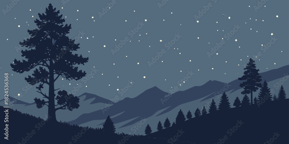 Fototapeta premium Great Basin starry night sky silhouette